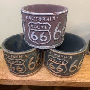 Vintage Route 66 Ceramic Planters-Set of 3